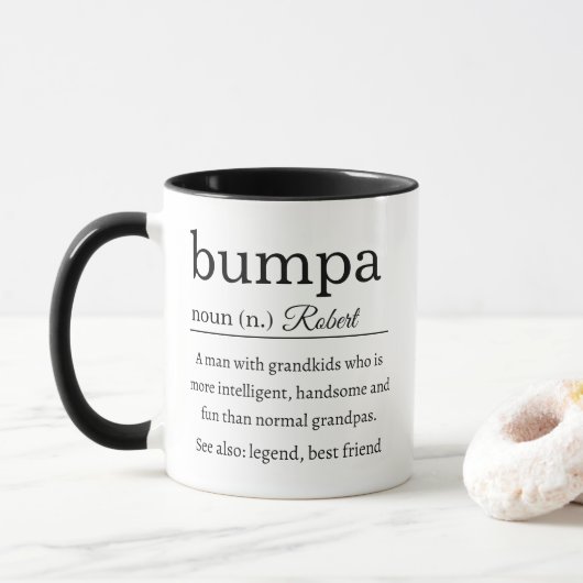 Personalized Bumpa Definition Funny Grandpa Tasse (Mit Donut)