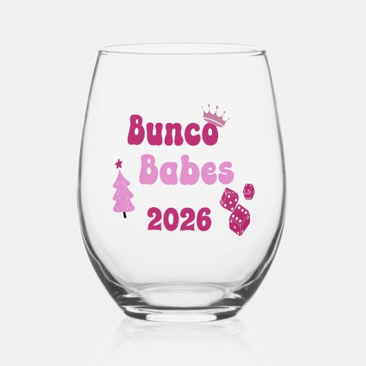Personalized Bunco Babe  Weinglas Ohne Stiel (Rückseite)