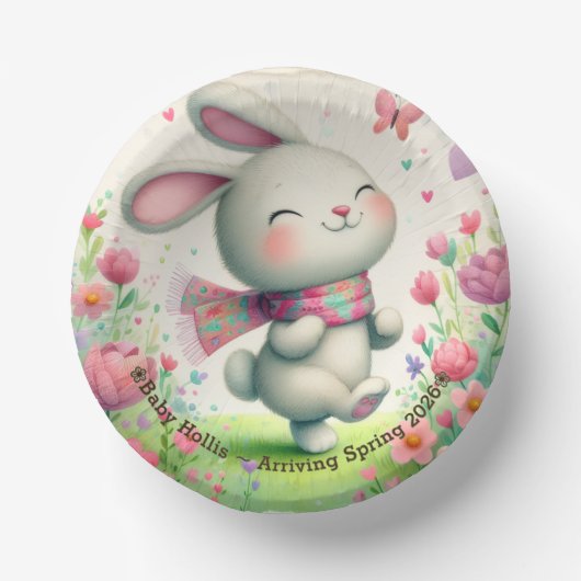 Personalized Bunny Baby Shower Bowls Pappteller (Vorderseite)