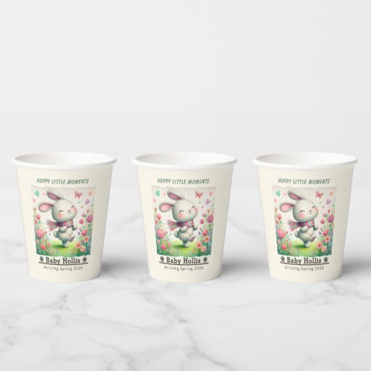 Personalized Bunny Baby Shower Cups Pappbecher (Multi)