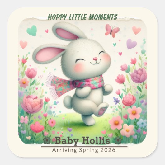 Personalized Bunny Baby Shower Stickers (Vorderseite)
