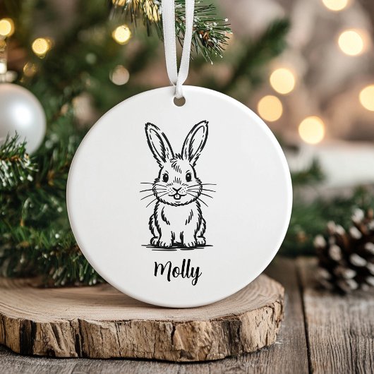 Personalized Bunny Christmas Keramik Ornament