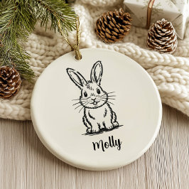 Personalized Bunny Christmas Keramik Ornament