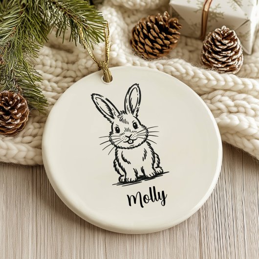Personalized Bunny Christmas Keramik Ornament