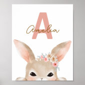 Personalized Bunny Initial Nursery Wall Art Waterc Poster (Vorne)