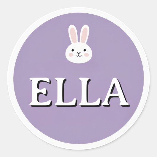 Personalized Bunny Name Sticker – Cute Design  (Vorderseite)