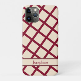Personalized Burgundy Cream Lattice Elegant Chic Case-Mate iPhone Hülle