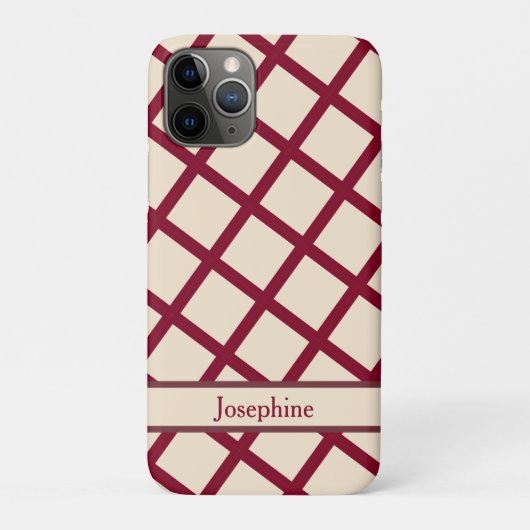 Personalized Burgundy Cream Lattice Elegant Chic Case-Mate iPhone Hülle (Rückseite)