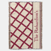 Personalized Burgundy Cream Lattice Elegant Chic Decke (Vorderseite Vertikal)