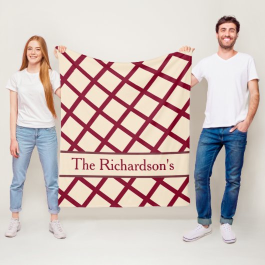 Personalized Burgundy Cream Lattice Elegant Chic Fleecedecke (Beispiel)
