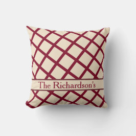 Personalized Burgundy Cream Lattice Elegant Chic Kissen