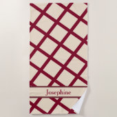 Personalized Burgundy Cream Lattice Elegant Chic Strandtuch (Vorderseite)