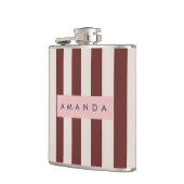 Personalized Burgundy & Ivory Stripe Flachmann (Links)