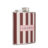 Personalized Burgundy & Ivory Stripe Flachmann (Rechts)