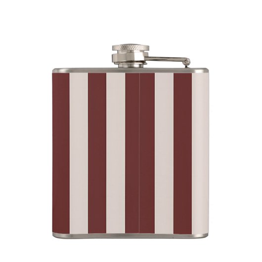 Personalized Burgundy & Ivory Stripe Flachmann (Rückseite)
