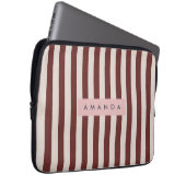 Personalized Burgundy & Ivory Stripe Laptopschutzhülle (Vorne Rechts)