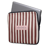 Personalized Burgundy & Ivory Stripe Laptopschutzhülle (Vorderseite Links)