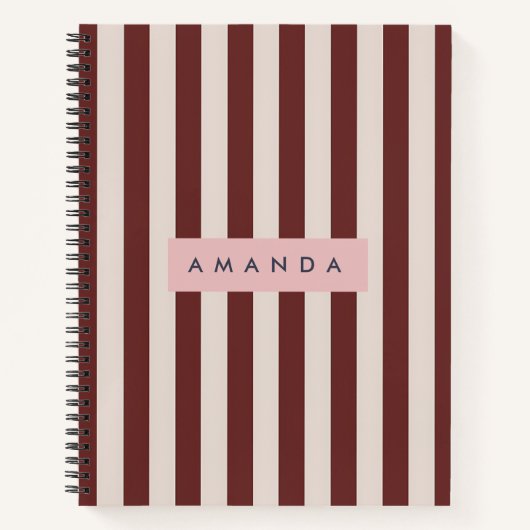 Personalized Burgundy & Ivory Stripe Notizblock (Vorderseite)