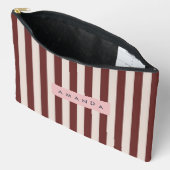 Personalized Burgundy & Ivory Stripe Zubehörtasche (Offen)