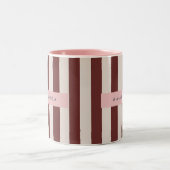 Personalized Burgundy & Ivory Stripe Zweifarbige Tasse (Mittel)