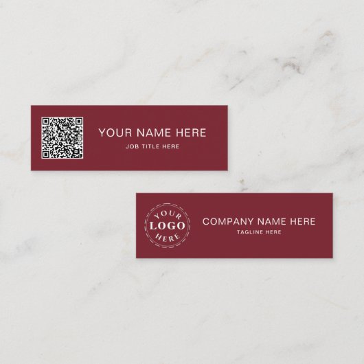 Personalized Burgundy Mini Calling Card Design Telefonnummerkarte (Vorne/Hinten)