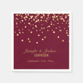 Personalized BURGUNDY Red Gold Confetti Wedding Serviette (Vorderseite)