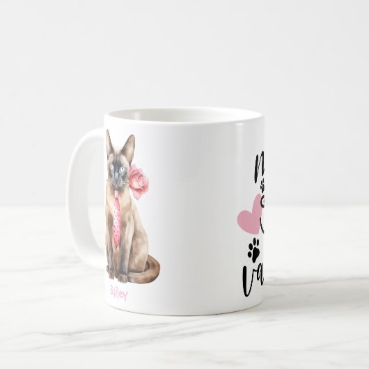 Personalized Burmese Cat Valentine's Day Kaffeetasse (Vorderseite Links)