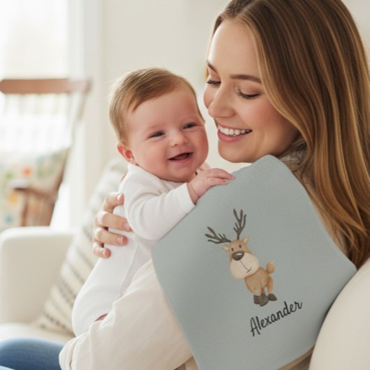 Personalized Burp Cloth with Moose Waschlappen