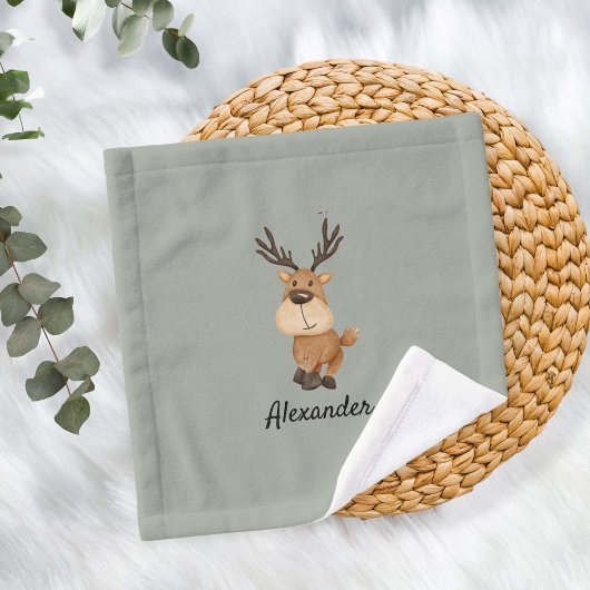 Personalized Burp Cloth with Moose Waschlappen