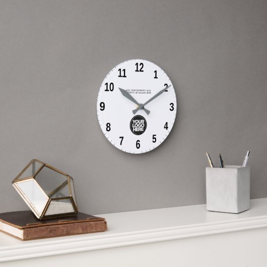 Personalized Business Logo and Text Runde Wanduhr (Büro)