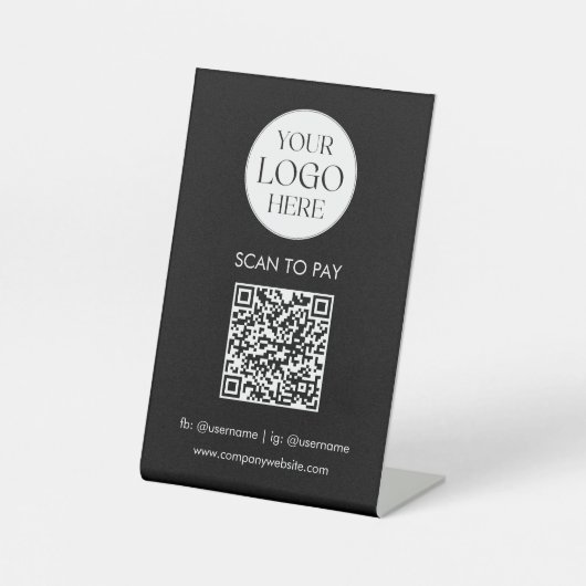 Personalized Business Logo QR Code Simple Modern Sockelschild (Vorderseite)