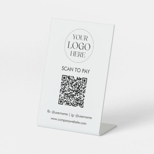 Personalized Business Logo QR Code Simple Modern Sockelschild (Vorderseite)