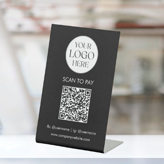 Personalized Business Logo QR Code Simple Modern Sockelschild