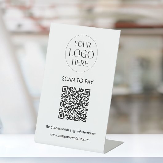Personalized Business Logo QR Code Simple Modern Sockelschild