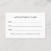 Personalized Business Logo Simple Appointment Card Visitenkarte (Rückseite)