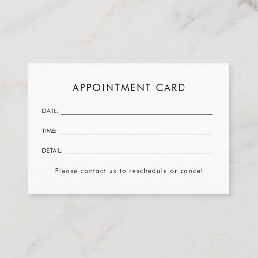 Personalized Business Logo Simple Appointment Card Visitenkarte (Rückseite)