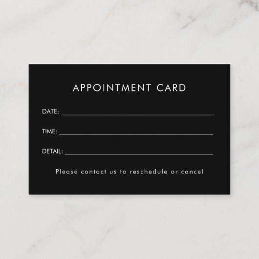 Personalized Business Logo Simple Appointment Card Visitenkarte (Rückseite)