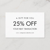 Personalized Business Logo Simple Discount Card Visitenkarte (Rückseite)