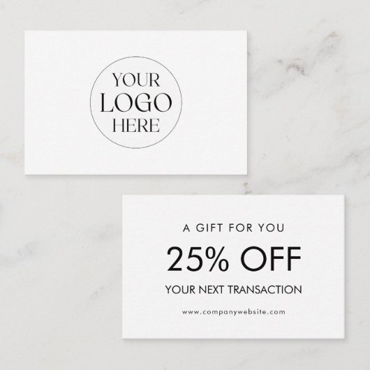 Personalized Business Logo Simple Discount Card Visitenkarte (Vorne/Hinten)