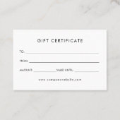 Personalized Business Logo Simple Gift Certificate Visitenkarte (Rückseite)