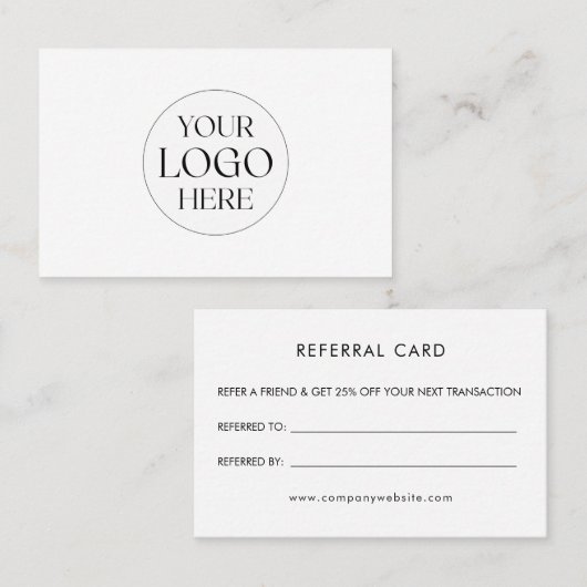 Personalized Business Logo Simple Referral Card Visitenkarte (Vorne/Hinten)