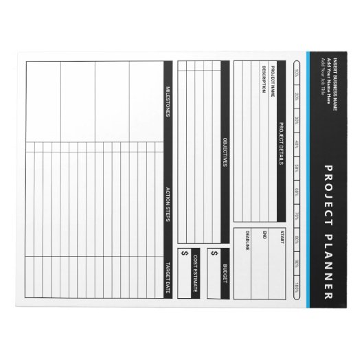 Personalized Business Project Planner Notepad Notizblock (Vorderseite)