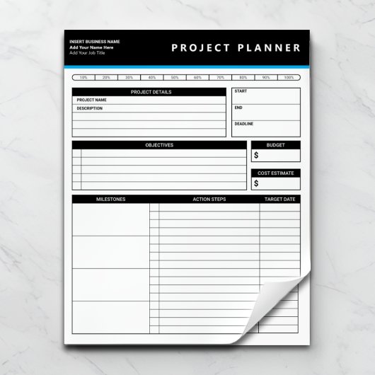 Personalized Business Project Planner Notepad Notizblock