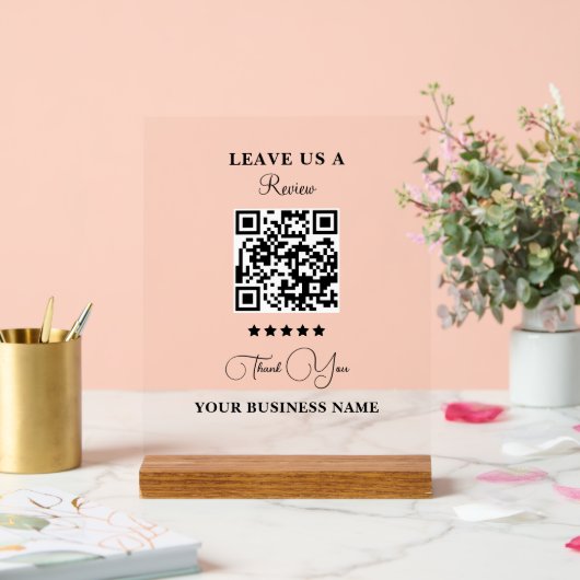 Personalized Business Qr Code Leave a Review Acrylschild (Hochzeit)
