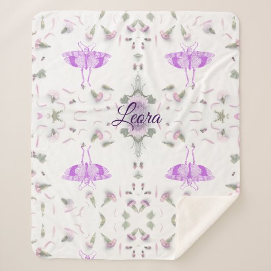 Personalized Butterfly Name Blanket Sherpadecke (Vorderseite)