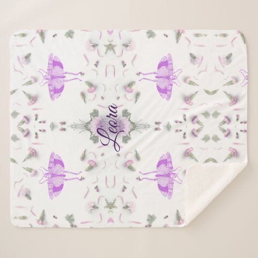 Personalized Butterfly Name Blanket Sherpadecke (Vorderseite (Horizontal))