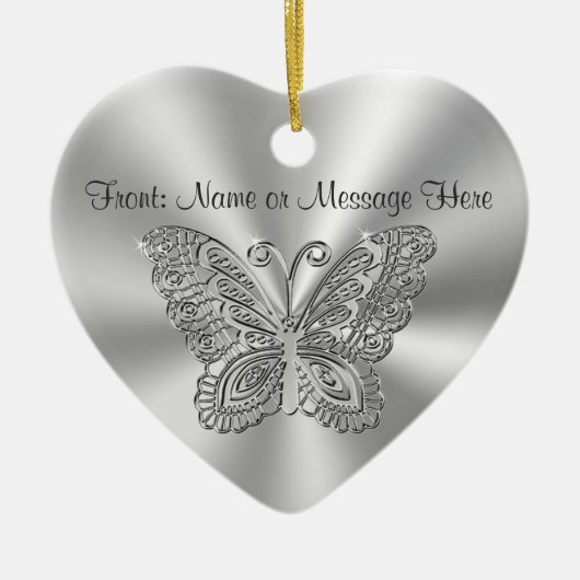Personalized Butterfly Ornament, 2 Sided Your Text Keramik Ornament (Vorne)