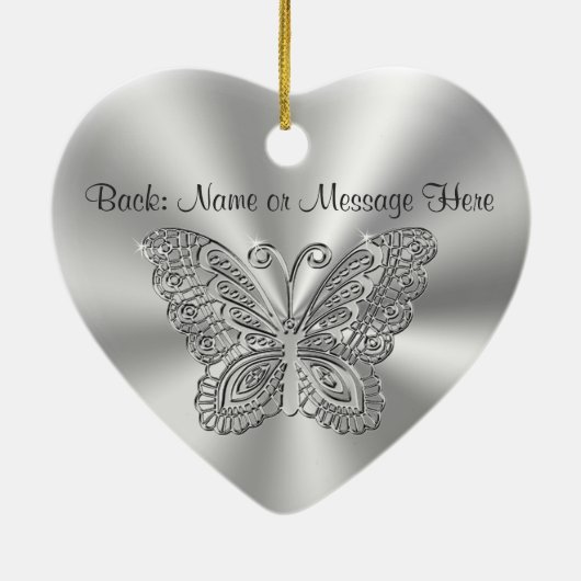 Personalized Butterfly Ornament, 2 Sided Your Text Keramik Ornament (Hinten)