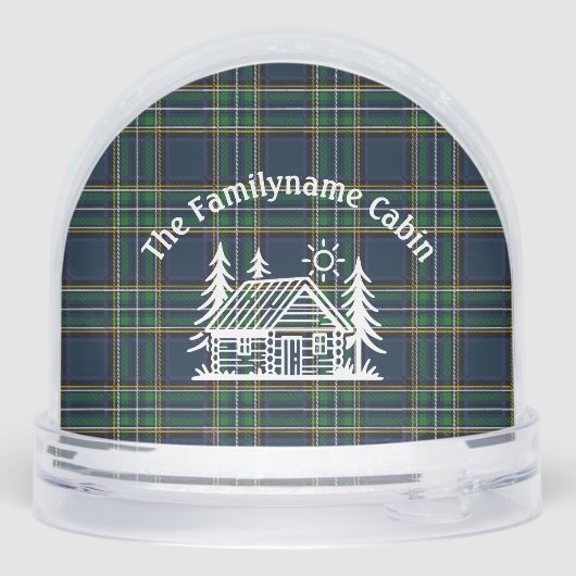 Personalized Cabin Snow Globe with Green Tartan Schneekugeln (Rückseite)