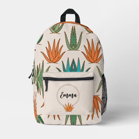 Personalized Cactus School Backpack with Name Bedruckter Rucksack (Vorderseite)